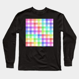 White Rainbow Plaid Long Sleeve T-Shirt